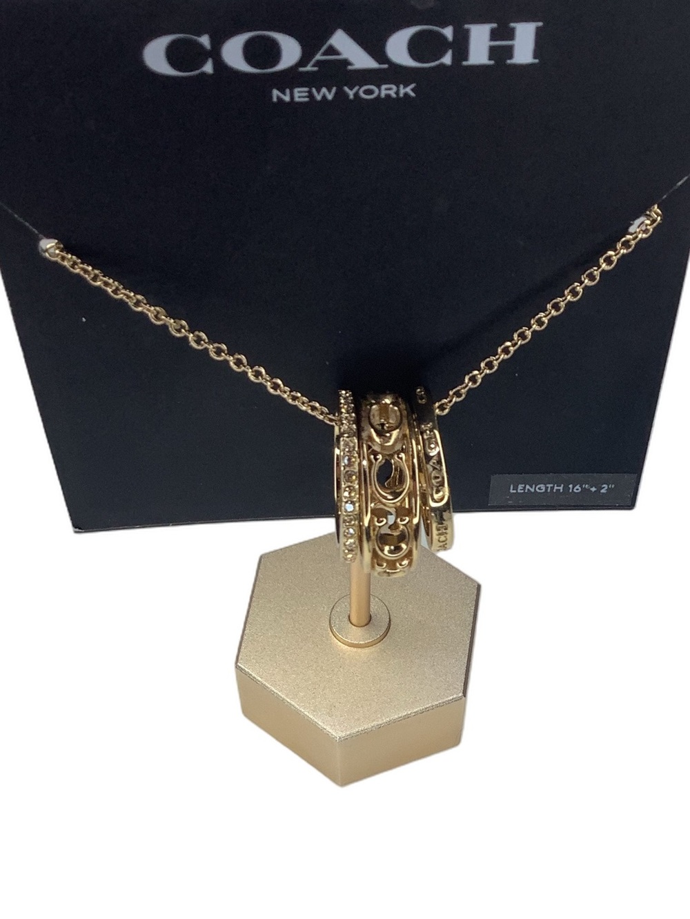 Coach C Rondelle Gold Necklace New - Picture 3 of 4